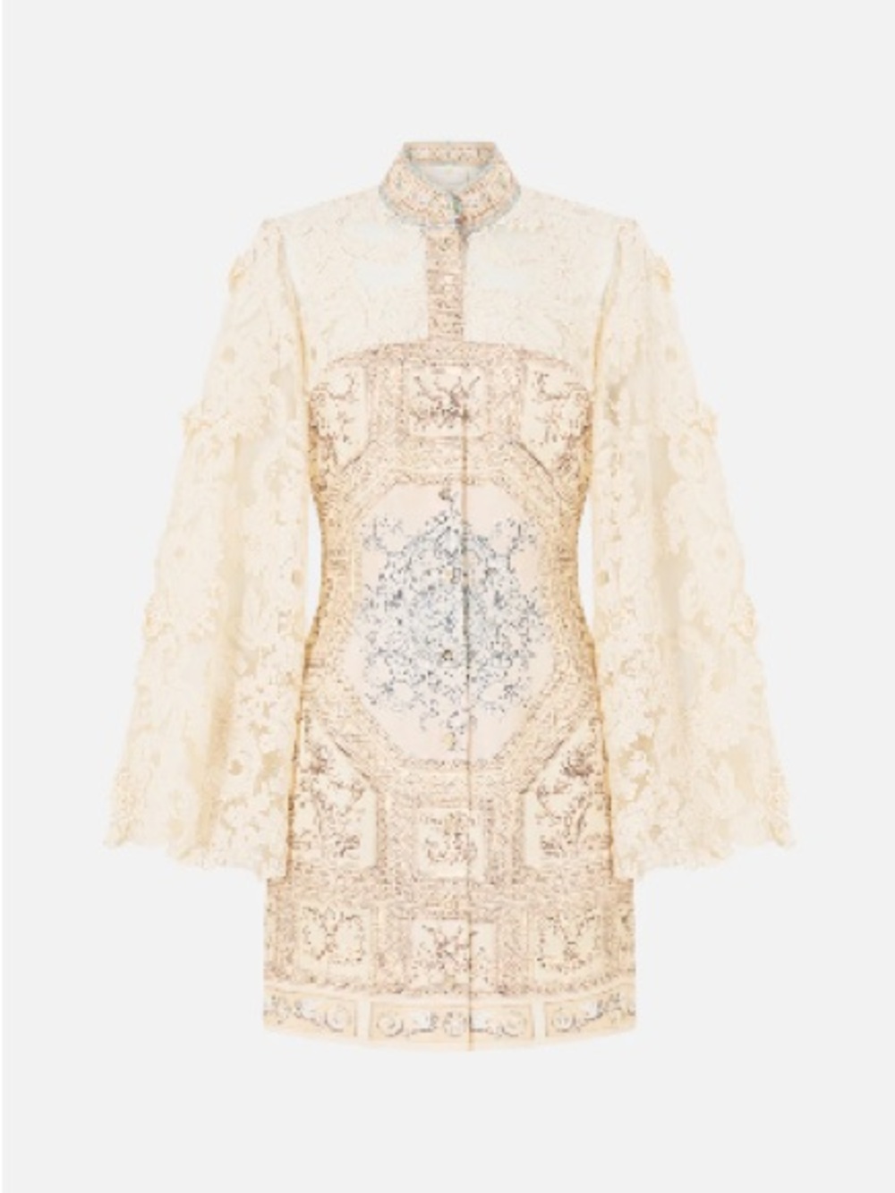 Camilla &The Met—Cream Lace Embellished Mini Dress